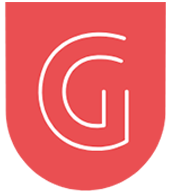 Bildmarke von Genuss Gruber – weißes „G“ auf rotem Hintergrund, Logo eines Metzgereibetriebs in Prad, Südtirol