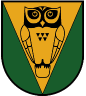 Wappen der Gemeinde Navis in Tirol – goldene Eule auf grün-goldenem Schild