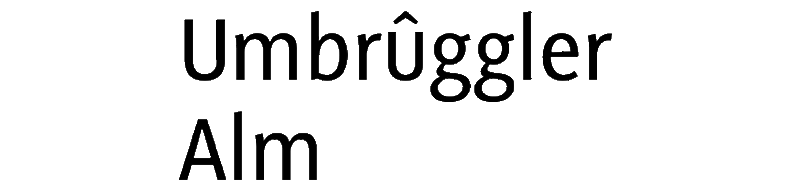 Logo der Umbrüggler Alm in Innsbruck, Tirol.